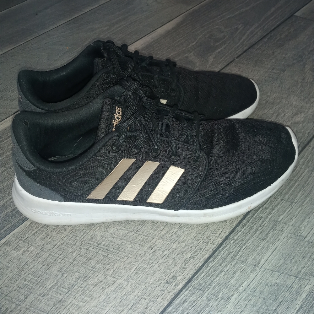 Adidas cloudfoam black and rose gold sneakers